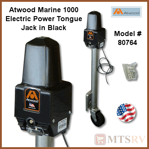 Atwood Marine 1000 BLACK Electric Power Tongue Jack - #80764 - NEW