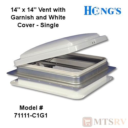 HENGS 14"x14" RV Trailer Roof Vent w/ White Dome Cover & Garnish