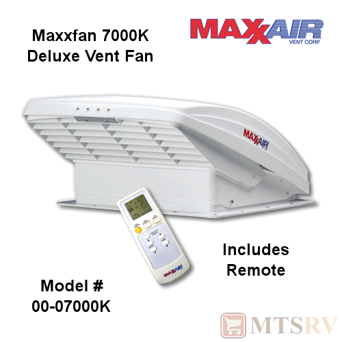 Maxxair MaxxFan 7000K 12v Fan Vent w/12" Blade, Rain Shield & Remote